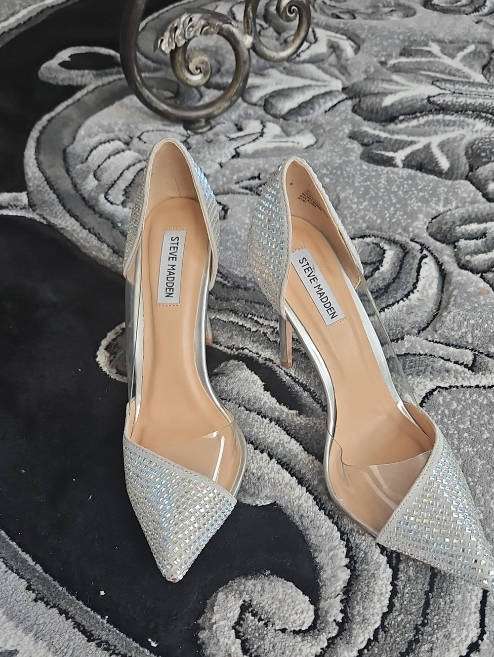 Steve Madden Silver Crystal Pointed-Toe Stiletto Pumps